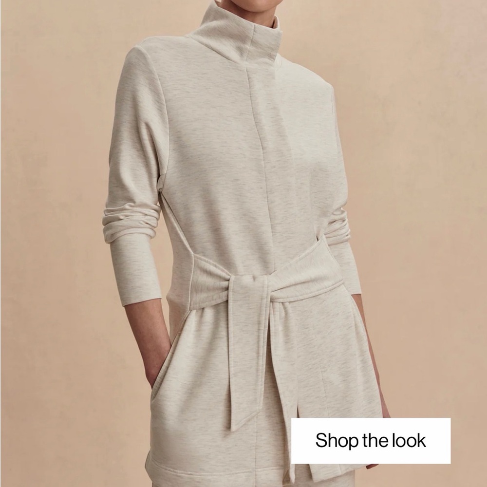 Varley Cream High-Neck Cardigan